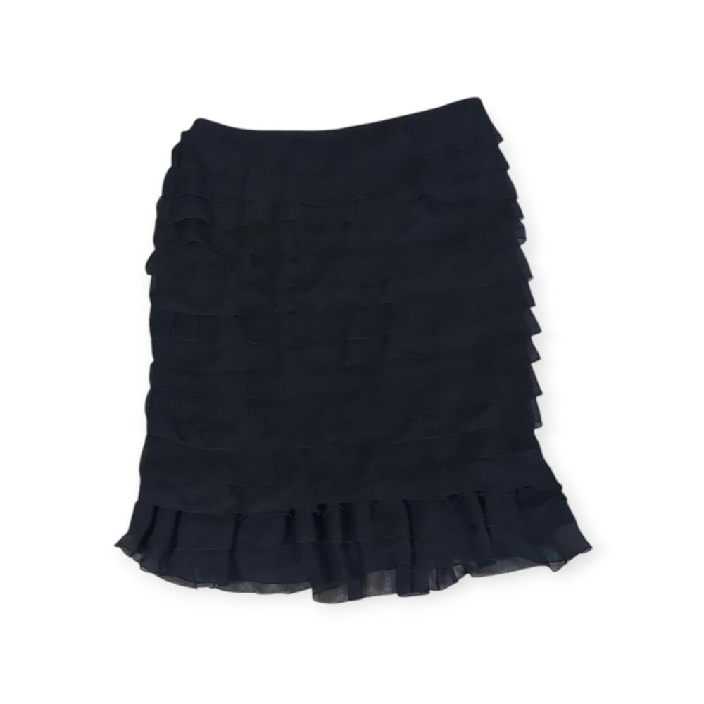 Cartise Black Skirt Ruffle Tiered Cocktail Formal Knee Length Whimsigoth sz 10